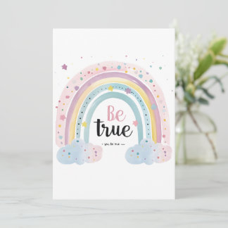 Self Love Affirmation Cute Pastel Be True Rainbow Inbjudningar