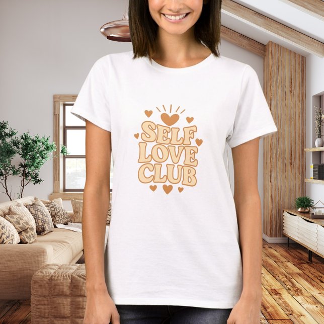Self Love Club beige quote humor T Shirt (Skapare uppladdad)