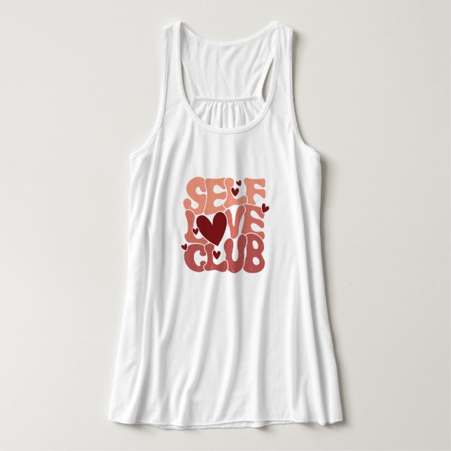 "Self Love Club" Retro Pink Groovy Graphic Linne Med Racerback (Design framsida)