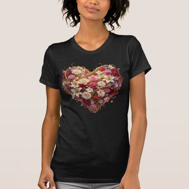 Self Love, Floral Heart, Flower Art, Feminine Vibe T Shirt (Framsida)