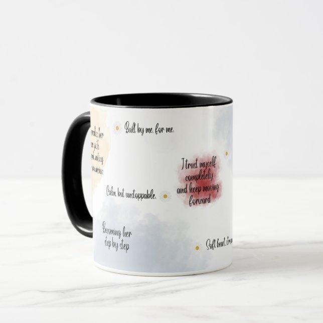Self Love Inspirational Quote Mug, Soft Feminine  Mugg (Framsida vänster)