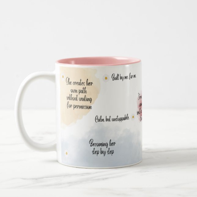 Self Love Inspirational Quote Mug, Soft Feminine  Två-Tonad Mugg (Vänster)