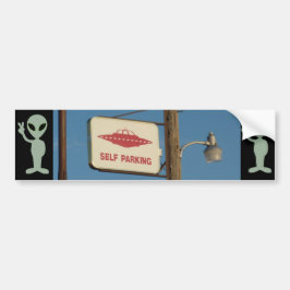 "Self Parking" UFO Alien Sign Bumper-etikett Bildekal