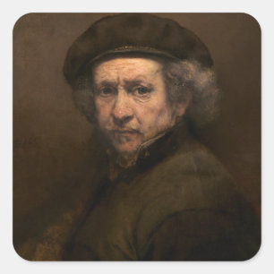 Self-Porträtt, 1659 (olja på arbetsyta) Fyrkantigt Klistermärke