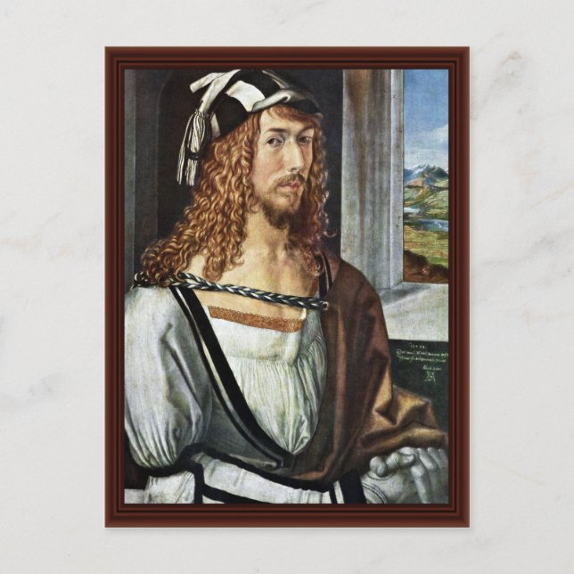 Self-Porträtt, av Albrecht Dürer Vykort (Framsida)
