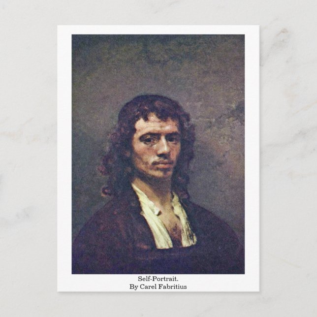 Self-Porträtt. av Carel Fabritius Vykort (Framsida)