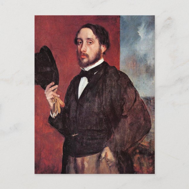 Self-Porträtt, av Edgar Degas Vykort (Framsida)