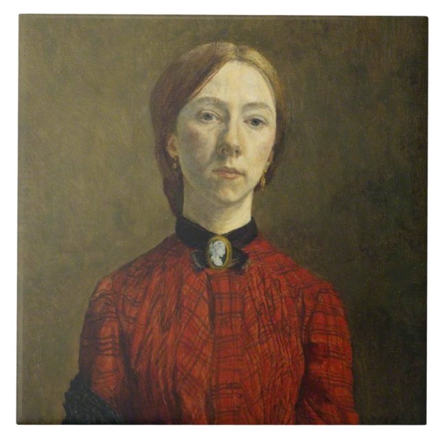 Self-Porträtt (av Gwen John) Kakelplatta (Framsidan)