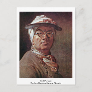 Self-Porträtt av Jean-Baptiste Simeon Chardin Vykort