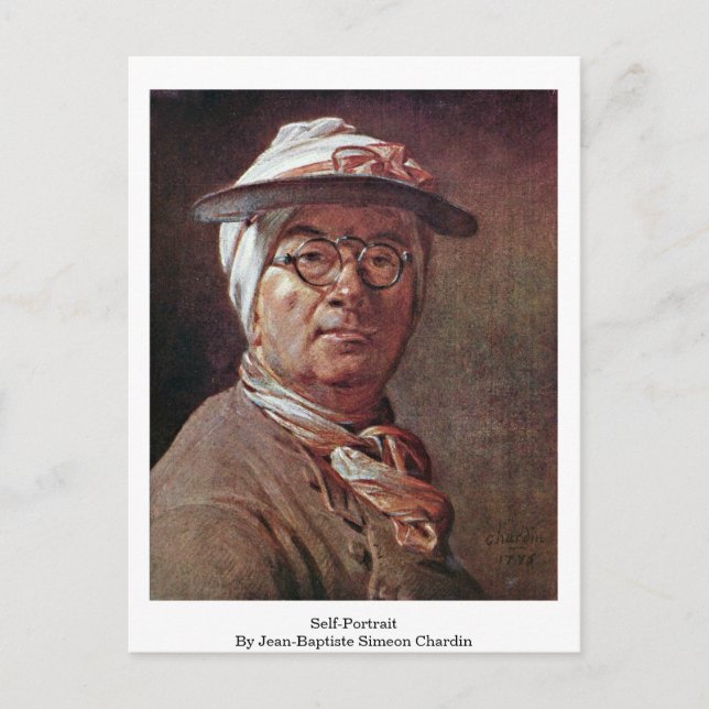 Self-Porträtt av Jean-Baptiste Simeon Chardin Vykort (Framsida)