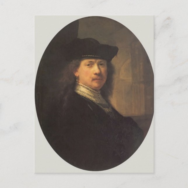 Self-porträtt av Rembrandt Vykort (Framsida)