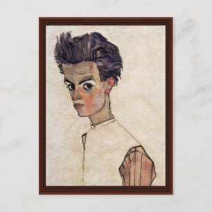 Self-Porträtt av Schiele Egon Vykort