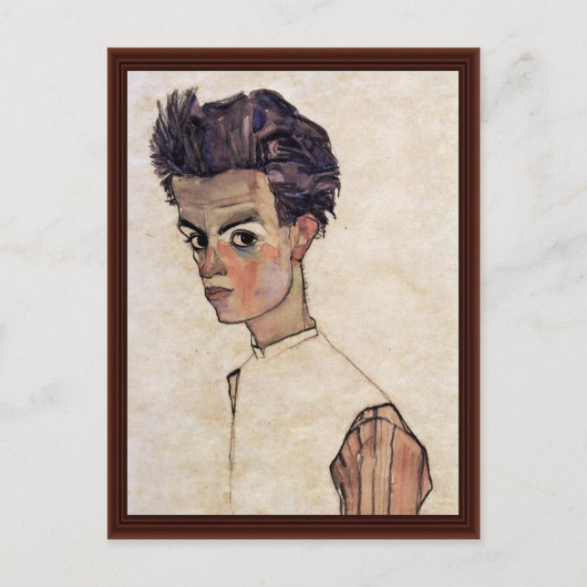 Self-Porträtt av Schiele Egon Vykort (Framsida)