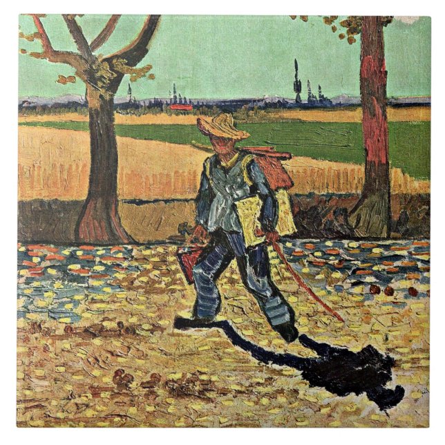 Self-Porträtt av Vincent van Gogh Kakelplatta (Framsidan)