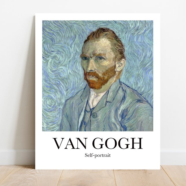 Self-porträtt av Vincent van Gogh Poster (Own a Van Gogh: Self-Portrait (1889). Vivid colors, museum-quality print)