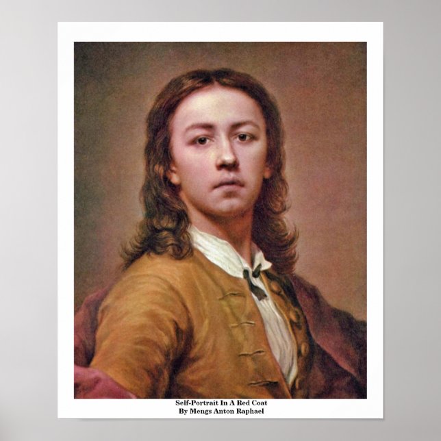 Self-Porträtt i ett Rött Jacka av Anton Raphael Poster (Framsidan)