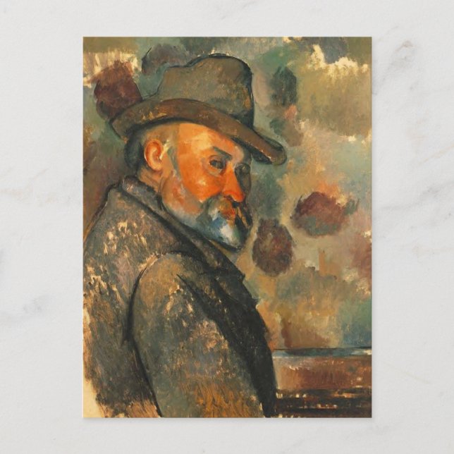 Self-Porträtt i Felt Hat av Paul Cezanne Postca Vykort (Framsida)