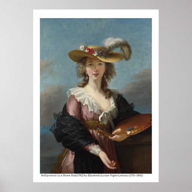 Self-porträtt i Straw Hat 1782 Poster (Framsidan)