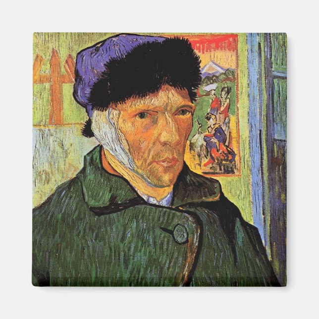 Self-Porträtt med Bandaged Ear av van Gogh Magnet (Framsidan)