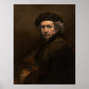 Self-Porträtt med Beret av Rembrandt Poster