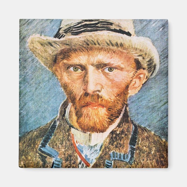 Self-porträtt med en grått-kändhatt av van Gogh Magnet (Framsidan)