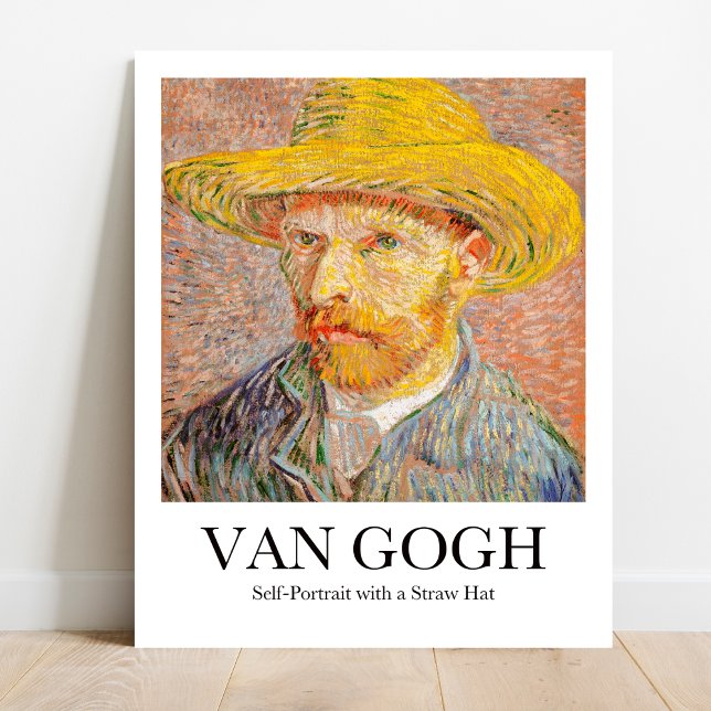 Self-Porträtt med en Straw Hat av Vincent van Gogh Poster (Own Van Gogh's Sun-Kissed Self! "Straw Hat" Poster)