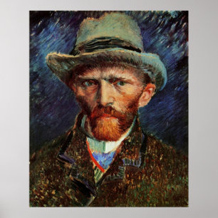Self-Porträtt med Grått Felt Hat av van Gogh Poster