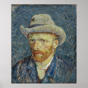 Self-Porträtt med Grått Felt Hat Van Gogh Poster