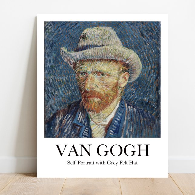 Self-Porträtt med Grått Felt Hat Vincent van Gogh Poster (Own Van Gogh's Bold Vision: Self-Portrait Poster. Vivid colors, museum quality)