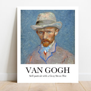 Self-porträtt med Grått Straw Hat av Van Gogh Poster