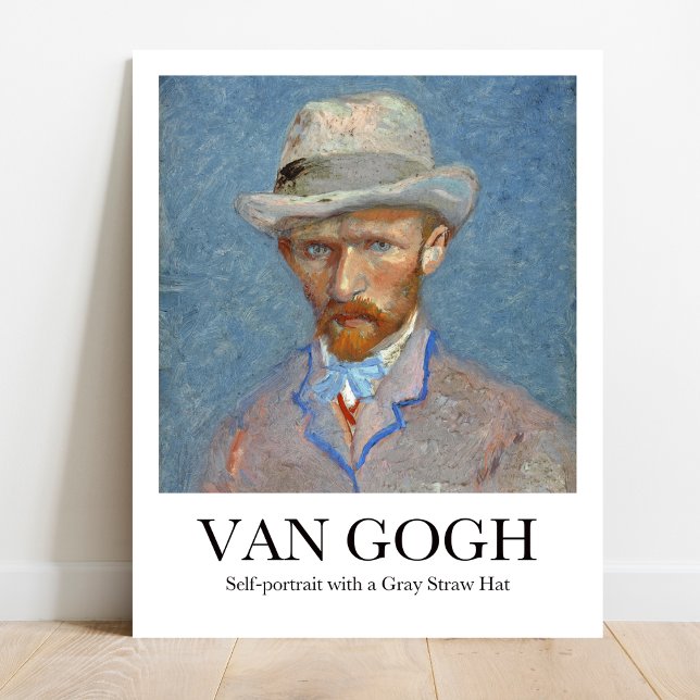 Self-porträtt med Grått Straw Hat av Van Gogh Poster (Own Van Gogh's Gaze: "Self-Portrait with Gray Straw Hat" Poster. Vibrant colors!)