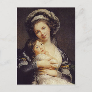 Self-porträtt med hennes dotter vykort