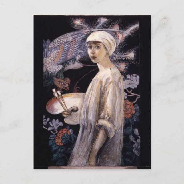 Self-Porträtt med Paradise Birds av Stettheimer Vykort (Framsida)