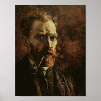 Self-Porträtt med Pipe, Van Gogh Fine Art Poster