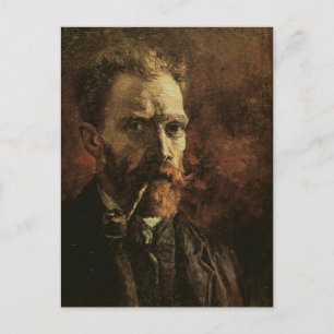 Self-Porträtt med Pipe, Van Gogh Fine Art Vykort