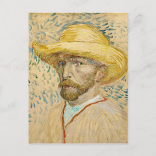 Self-Porträtt med Straw Hat Van Gogh Fine Art Vykort