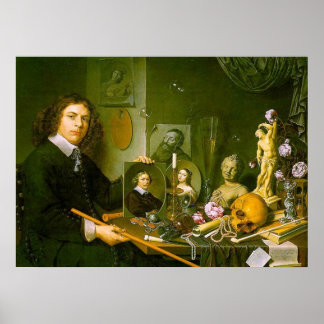 Self-Porträtt med Vanitas Symbols Poster