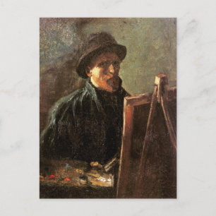 Self-Porträtt, Mörk Hat, Easel Van Gogh Fine Art Vykort
