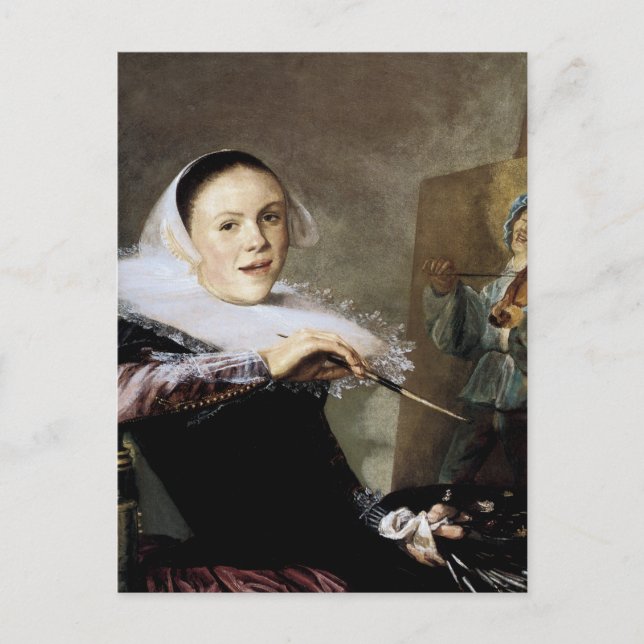 Self-Porträtt vid Easel Vykort (Framsida)