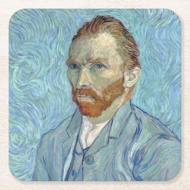 Self-Porträtt, Vincent van Gogh, 1889 Underlägg Papper Kvadrat (Framsidan)