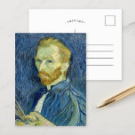 Self-Porträtt | Vincent van Gogh Vykort<br><div class="desc">Self-Porträtt (1889) | Originalteckningar av den nederländske postimponerande konstnären Vincent Van Gogh. Van Gogh använde sig ofta av sig själv som förebild för att utöva figur-målning. Det är uppenbart att han hade studerat pointillismens teknik, men hans penseldrag är inte systematiska och han har använt märkena på sitt eget unika sätt....</div>