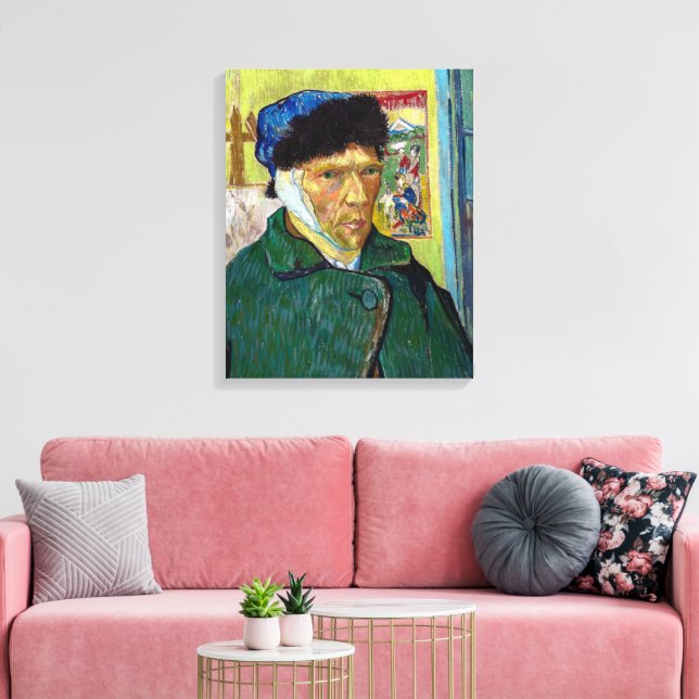 Self-Porträtt w Bandaged Ear | Van Gogh | Canvastryck (Insitu (Vardagsrum))