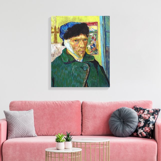 Self-Porträtt w Bandaged Ear | Van Gogh | Canvastryck (Insitu (Vardagsrum))