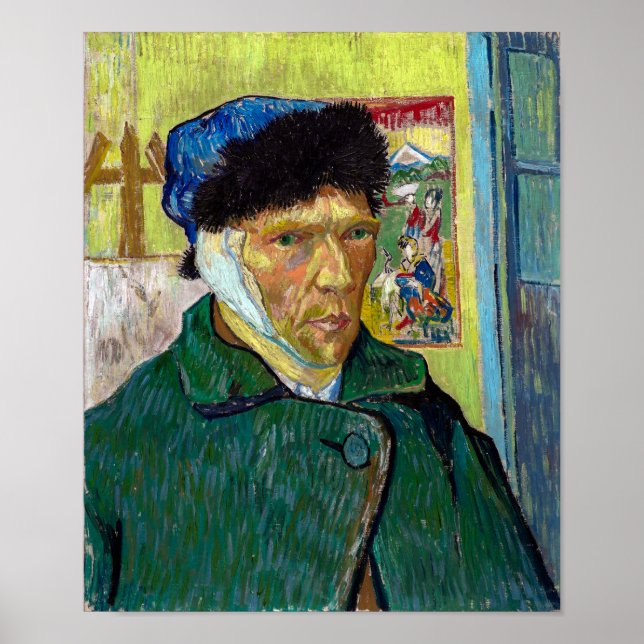 Self-Porträtt w Bandaged Ear | Van Gogh | Poster (Framsidan)