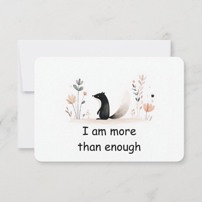 Self-Worth Skunk Woodland Animal Affirmation Card Inbjudningar (Framsida)