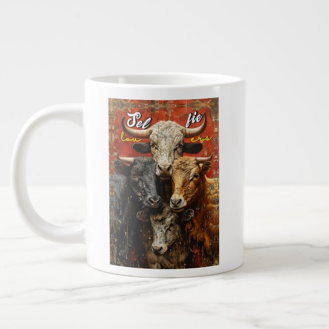 Selfie Älskare Cows Jumbo Mugg (Vänster)
