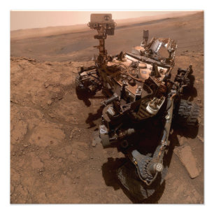Selfie av Mars Curiosity Röd Marslandskap Fototryck