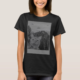 Selfie Cat Memal UFO Sighting Alien Vintage affisc T Shirt