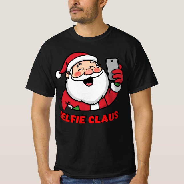 Selfie Claus – Modern Christmas Santa Design T Shirt (Framsida)