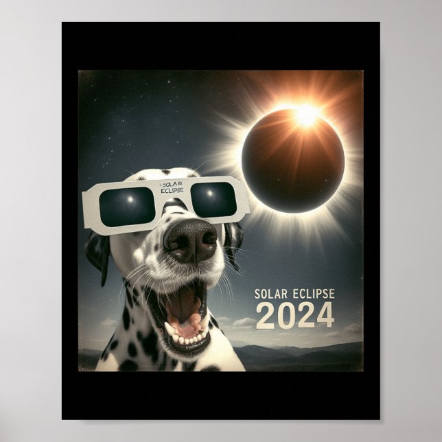 Selfie Dalmatian Kids Manar Solar Eclipse Hund Poster (Framsidan)